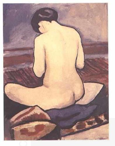 August Macke Seated female with a pillow oil painting picture